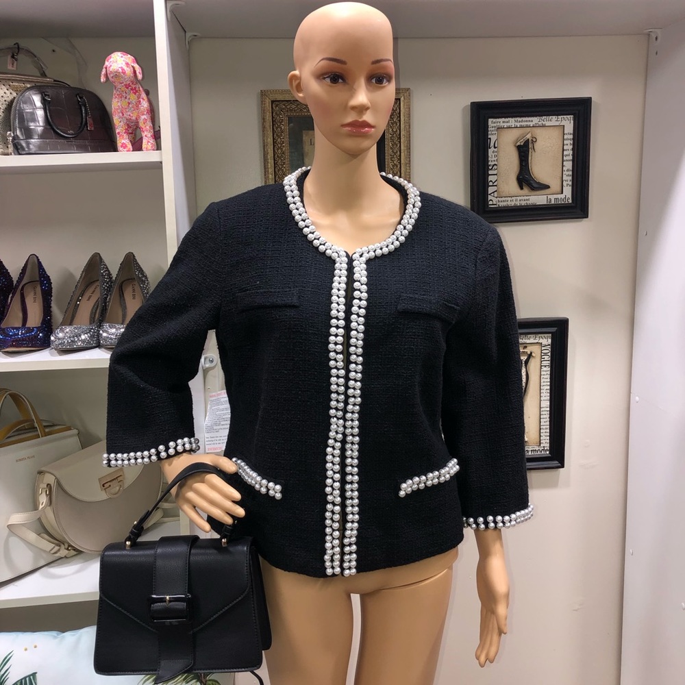 Kate New York NWT! 12012 Black/White Pearl Blazer